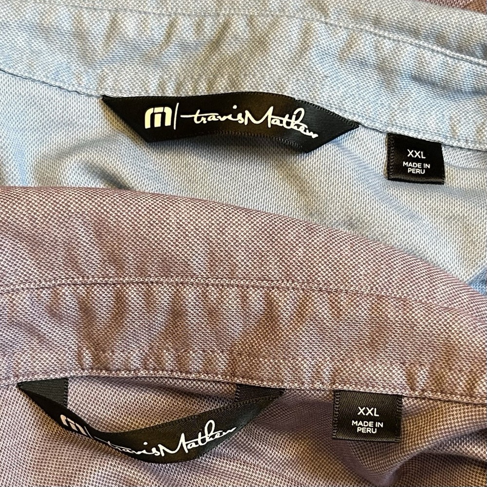 Set Of 2 Travis Mathew‎ Golf Polo Shirt Men XXL Pima Cotton Blend Blue Purple